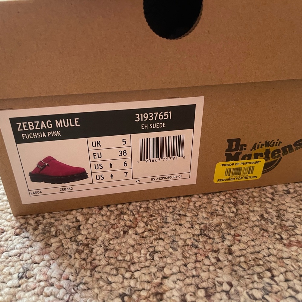 Dr. Martens Fuchsia Suede Zebzag Mules - Picture 5 of 6